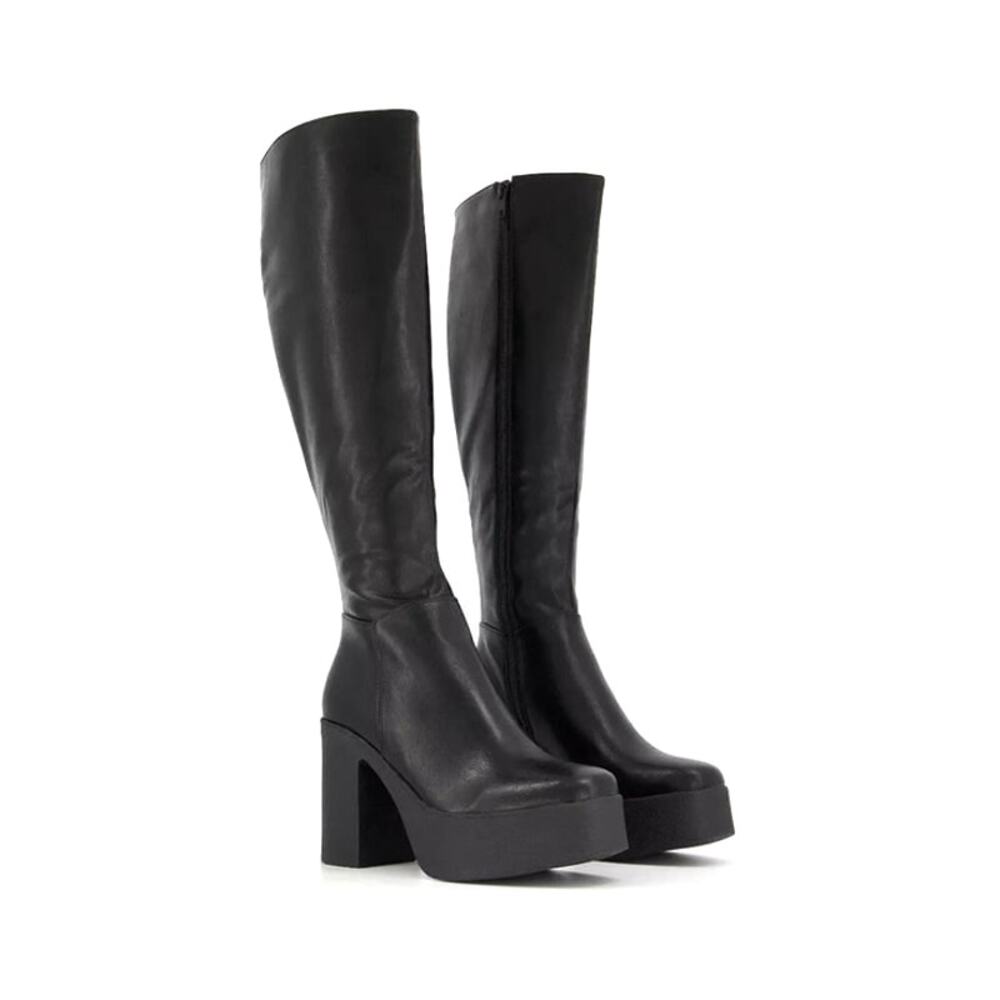 La Moda Slick Nicks Black Platform Knee Boots Size 10 Vegan